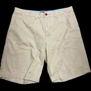 Tommy Hilfiger Tan 36 Classic Fit Chino Short Pink Flamingos 9.5” Inseam in EUC